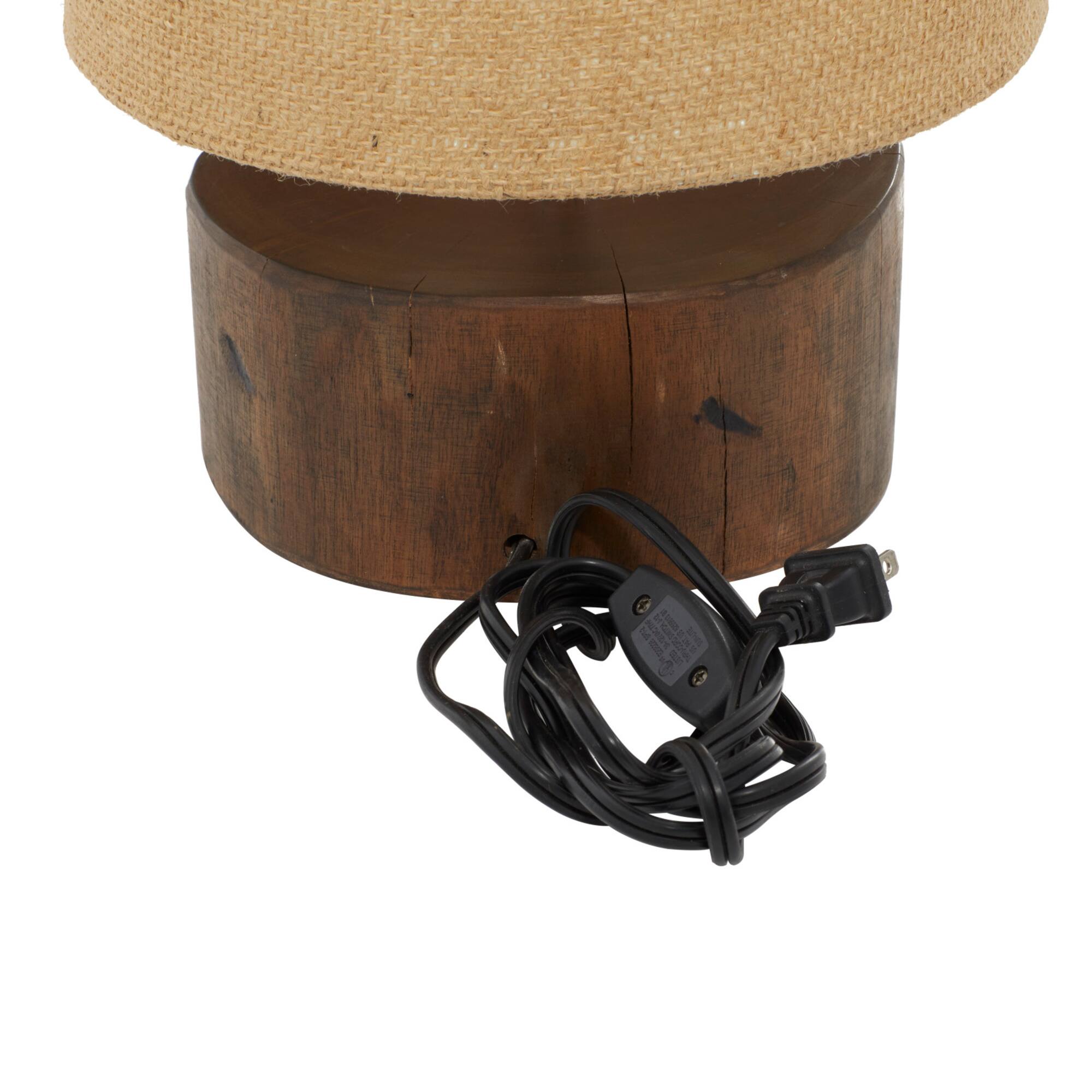 Brown Wood Rustic Table Lamp, 14" x 10" x 10"